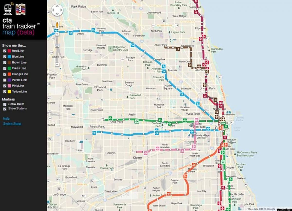 Chicago cta trein kaart
