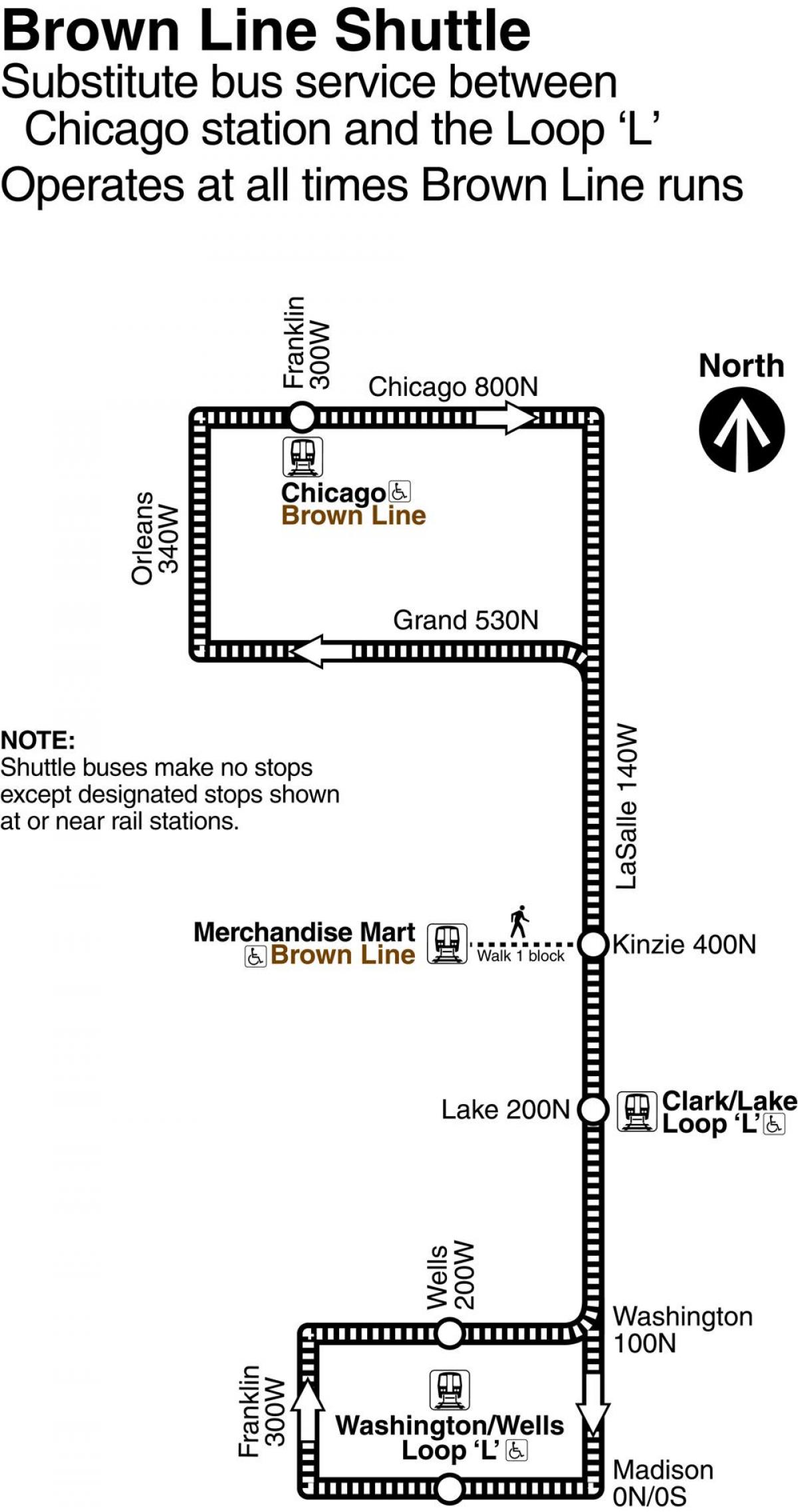 Chicago bruine lijn kaart