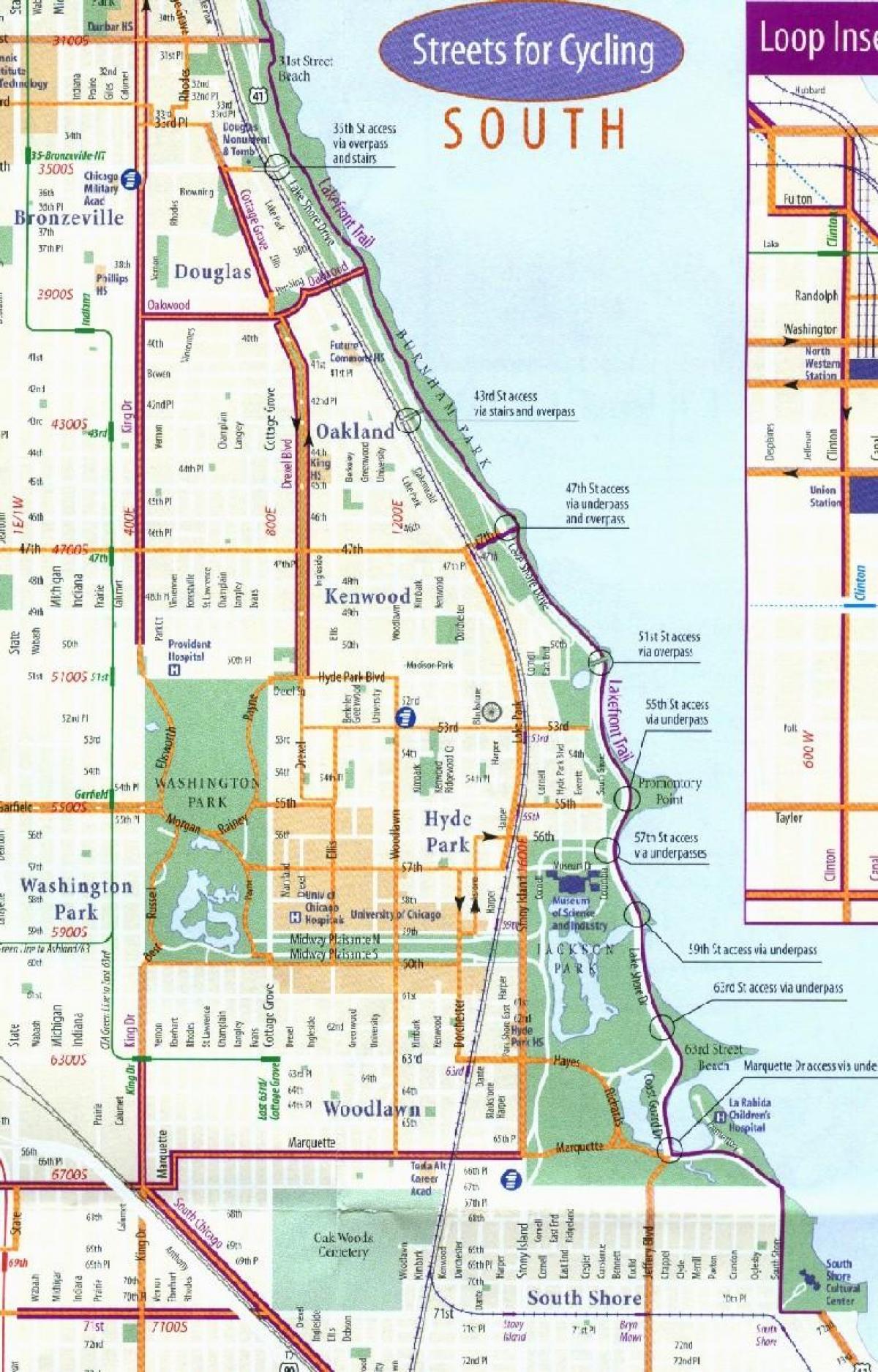 Chicago fietspad kaart