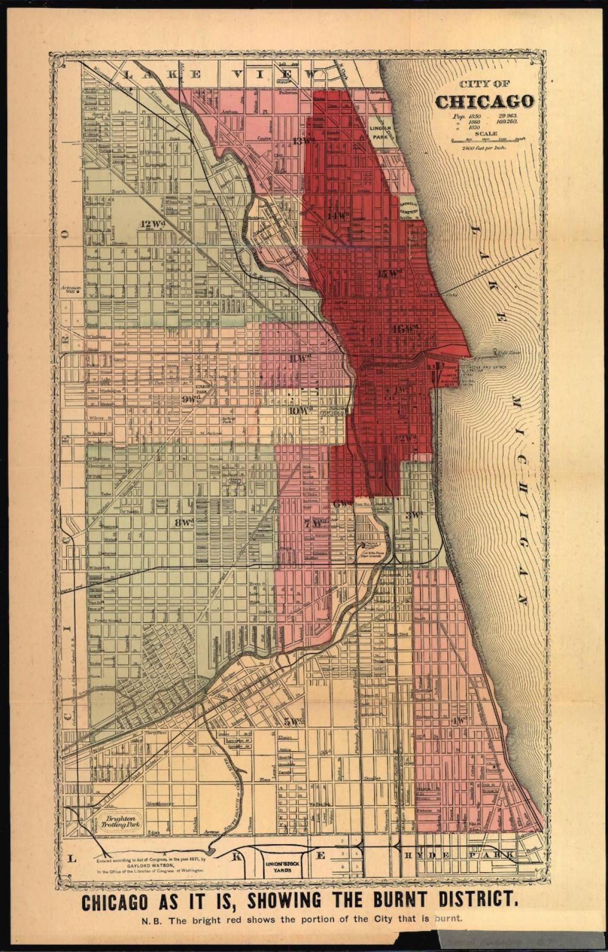 kaart van de great Chicago fire