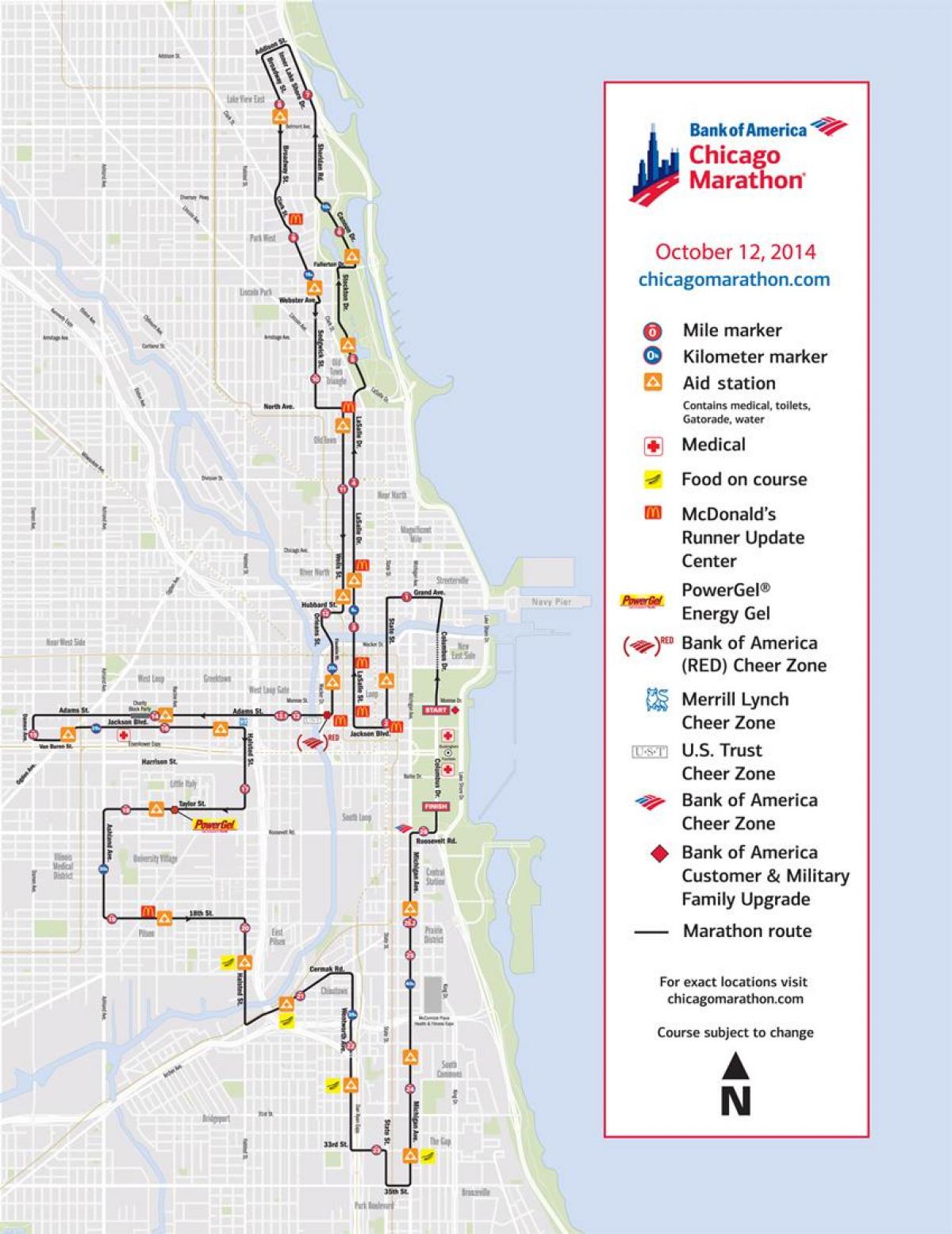 Chicago marathon kaart