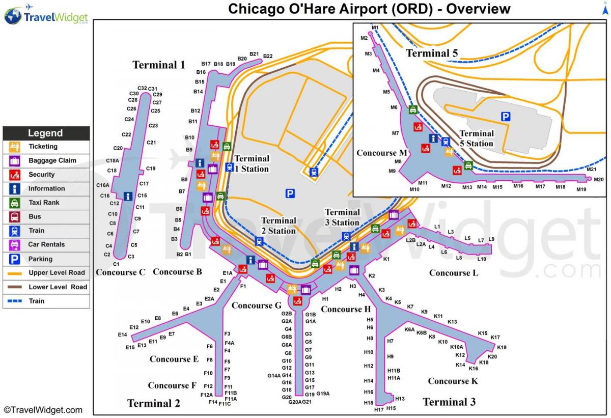 Chicago O ' Hare international airport kaart
