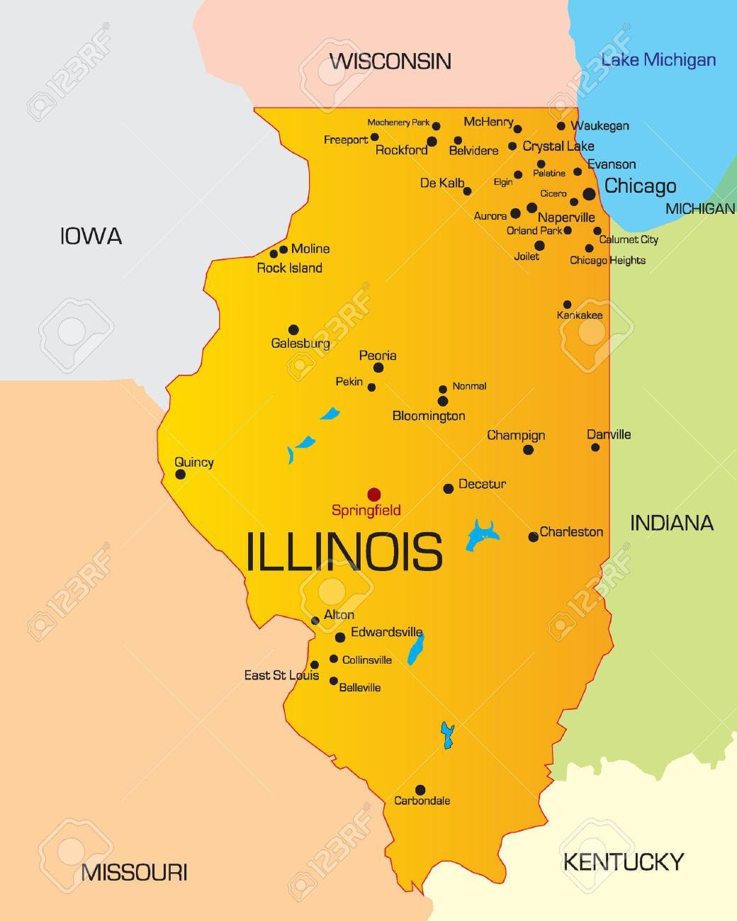Chicago staat kaart