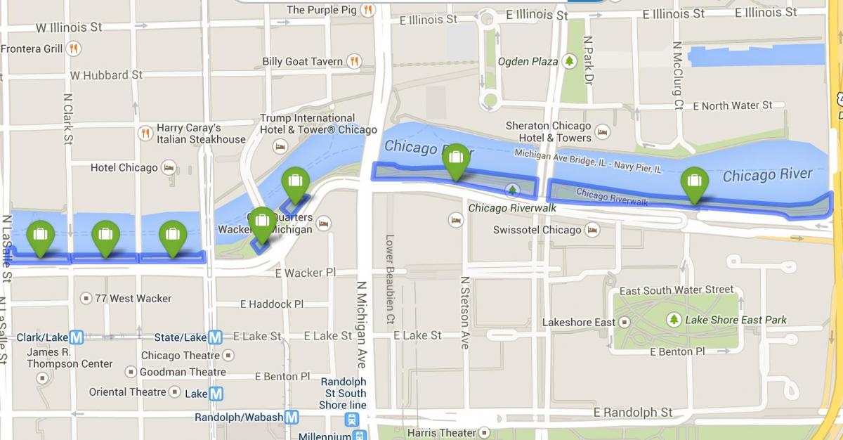 kaart van Chicago riverwalk