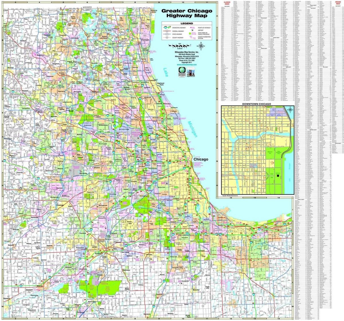 kaart van Chicago snelwegen