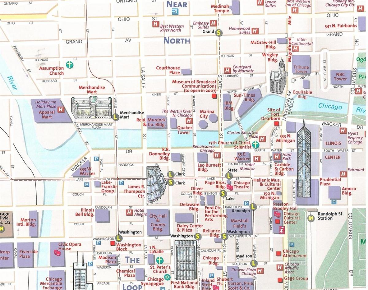 toeristische kaart van Chicago