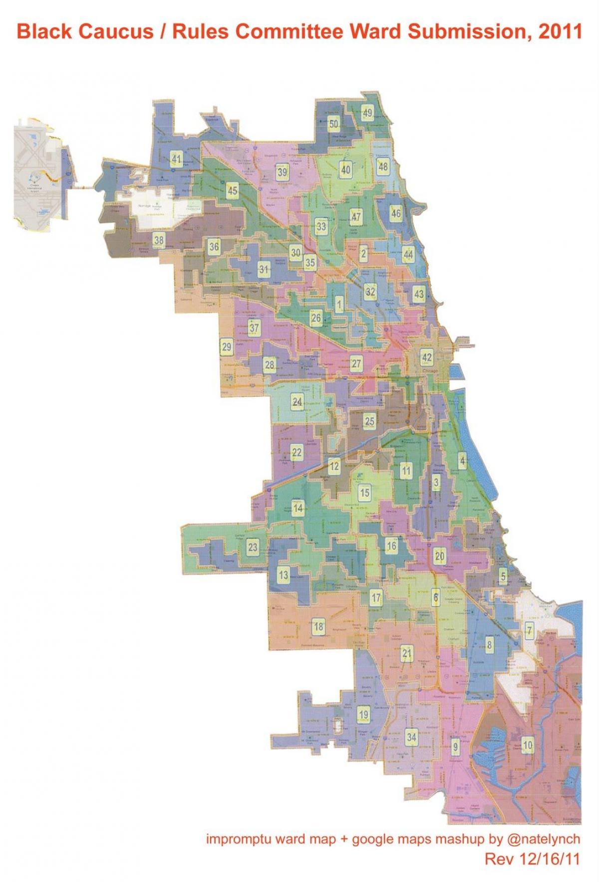stad van Chicago en de wijk kaart