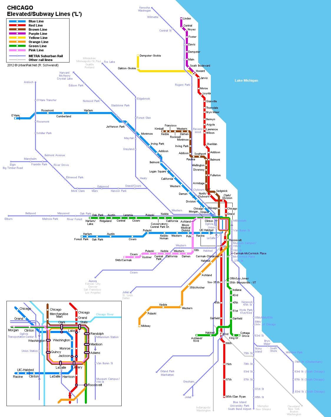 Chicago metro station kaart