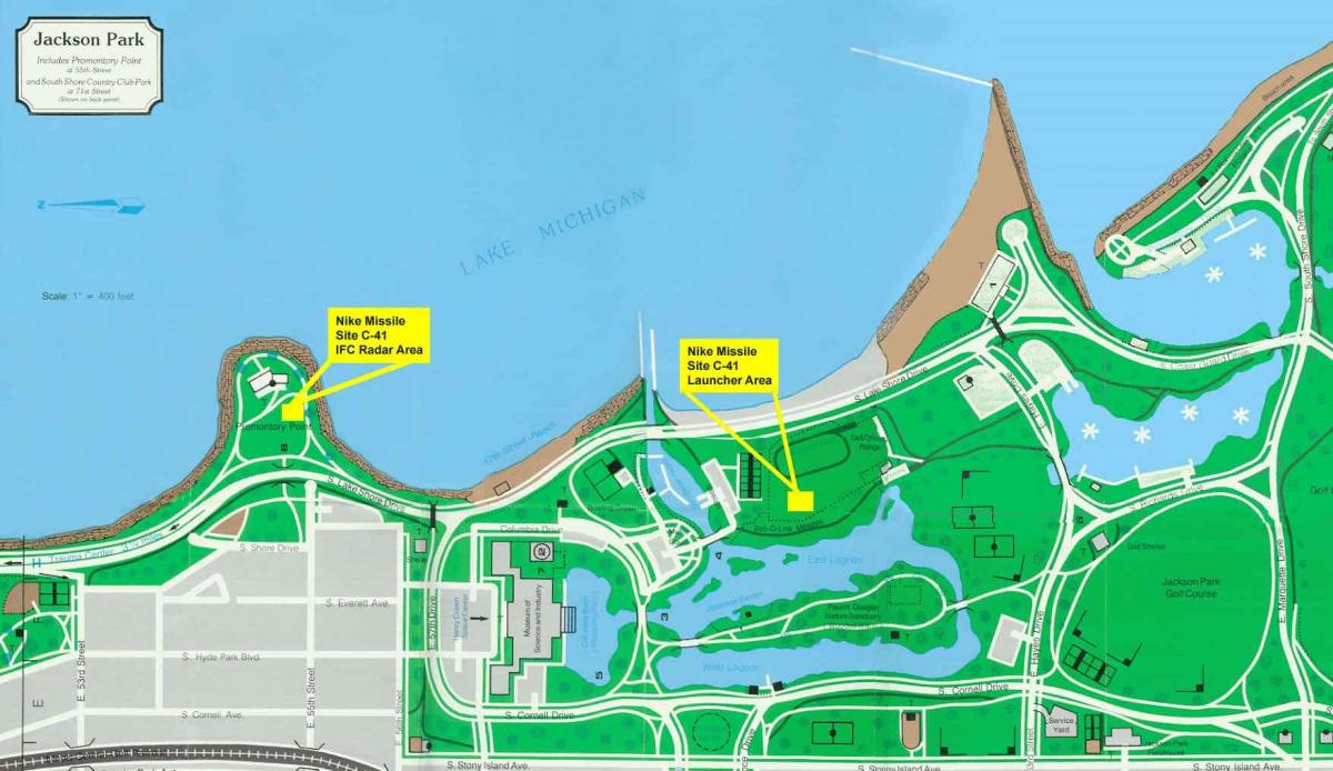 kaart van Jackson park in Chicago