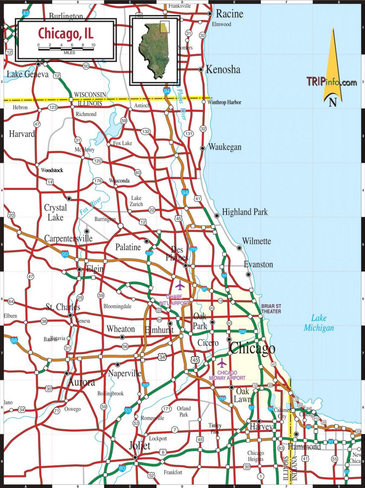 kaart van Chicago il