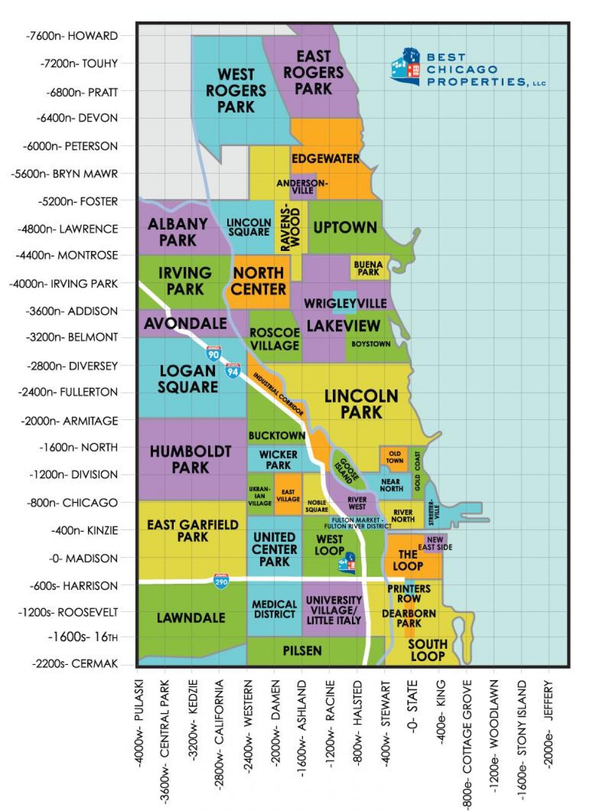 buurten in Chicago kaart