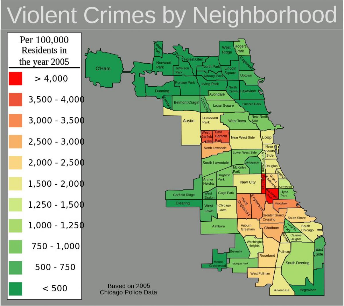 slechte buurten van Chicago kaart