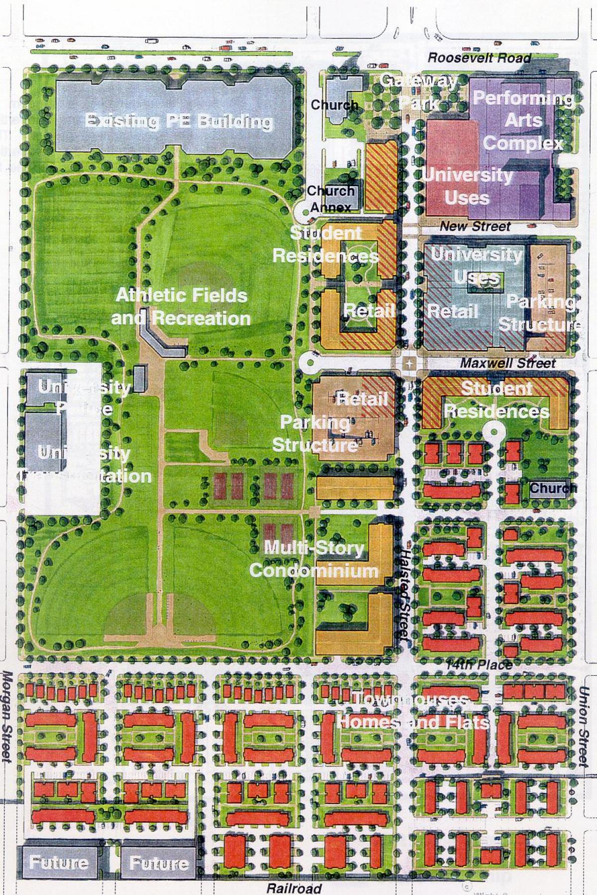kaart van de UIC-oosten campus