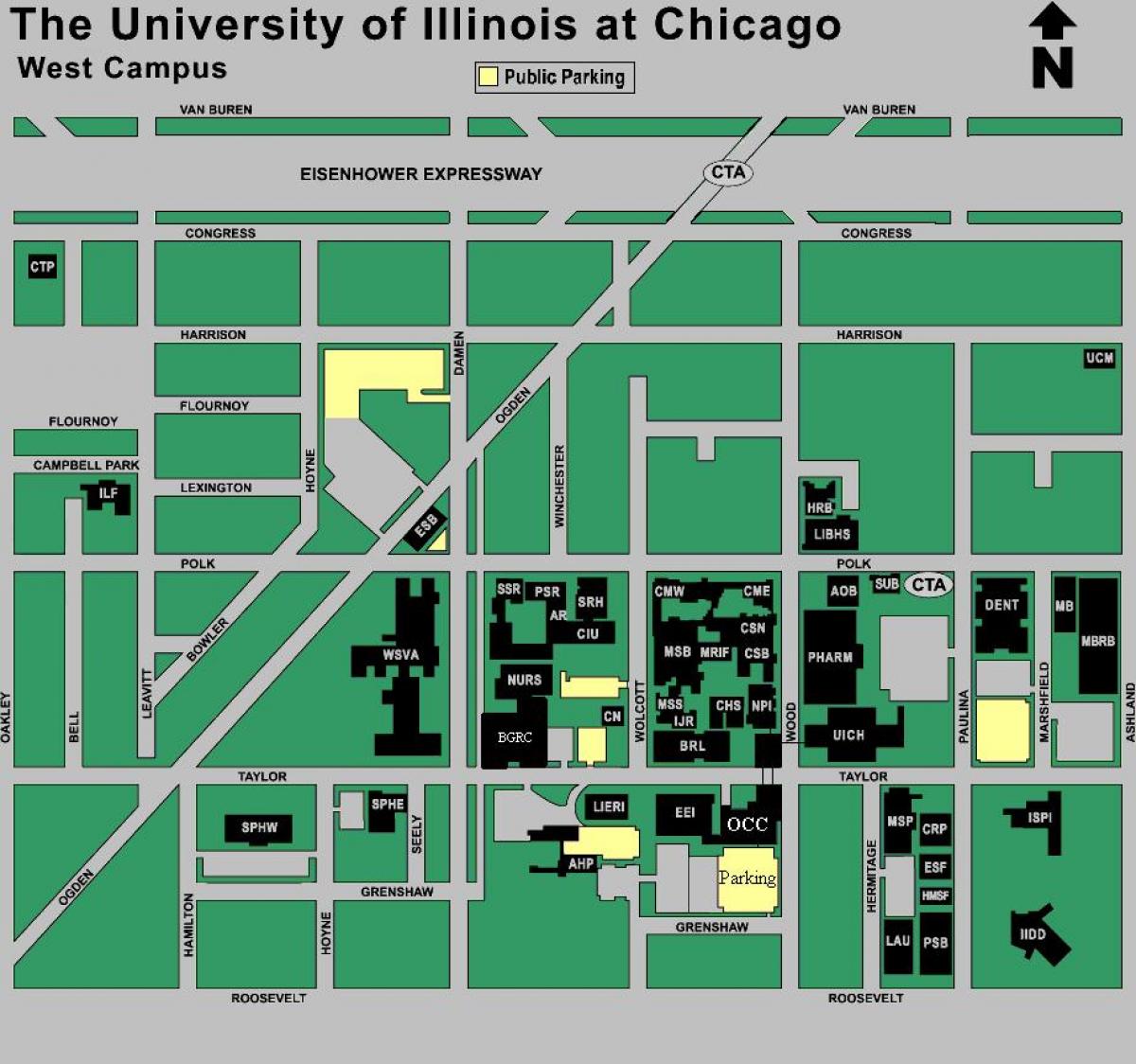 kaart van UIC-west campus