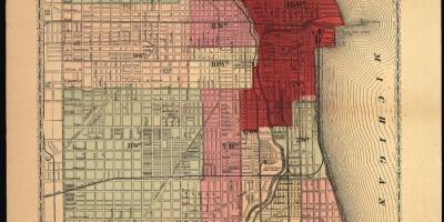 Kaart van de great Chicago fire