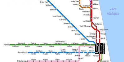 Kaart van de metro in Chicago