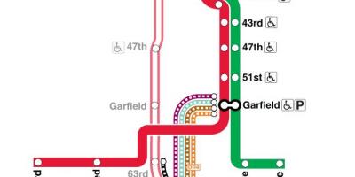 Chicago trein kaart rode lijn