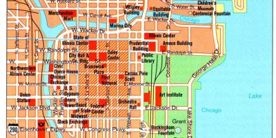Kaart van de bezienswaardigheden van Chicago