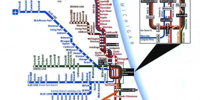 Chicago metro lijnen kaart