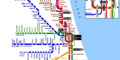 De metro in Chicago kaart